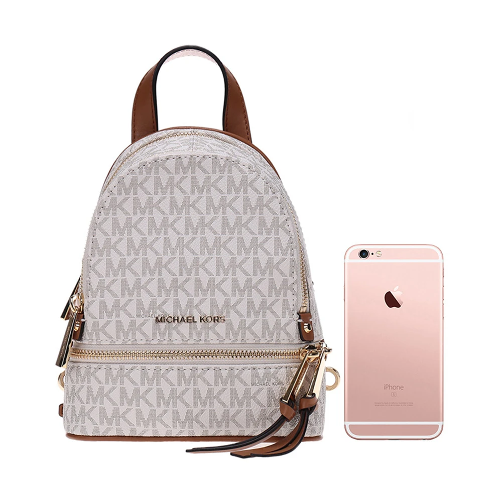 Michael Kors 迈克高仕 RHEA ZIP系列香草色字母图案PVC女士小号手提双肩包 30S7GEZB1V-VANILLA 商品