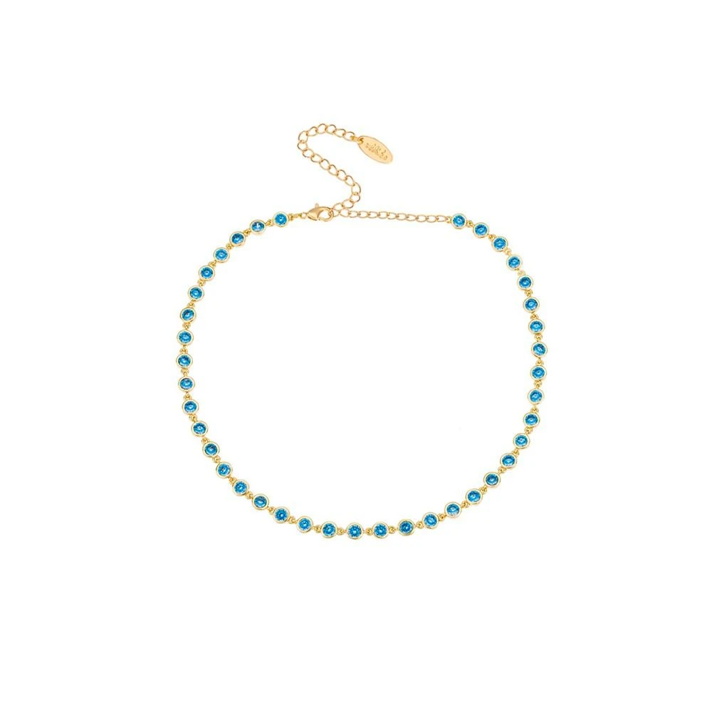 商品Ettika Jewelry|Aqua Cubic Zirconia Disc and 18K Gold Plated Link Necklace,价格¥596,第1张图片