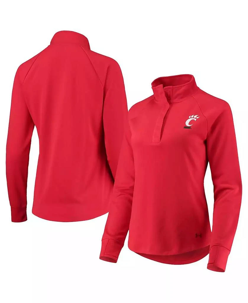 商品Under Armour|Women's Red Cincinnati Bearcats Double Knit Raglan Quarter-Snap Jacket,价格¥334,第1张图片