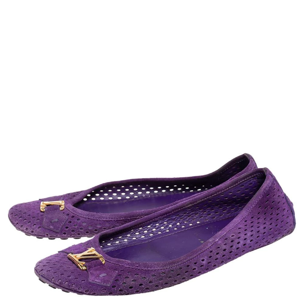 商品[二手商品] Louis Vuitton|Louis Vuitton Purple Perforated Suede Ballet Flats Size 39,价格¥1533,第4张图片详细描述