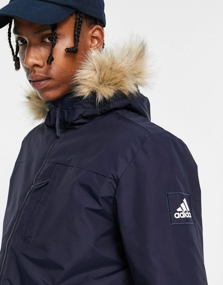 商品Adidas|adidas Outdoor hooded parka in navy,价格¥868,第6张图片详细描述