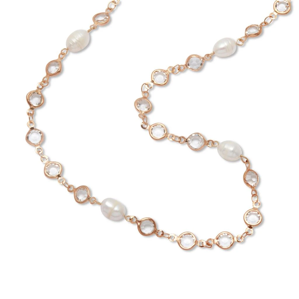 商品Palm Beach Jewelry|White Crystal and Pearl Gold Ion-Plated Stainless Steel Long Necklace, 40 Inches,价格¥391,第5张图片详细描述