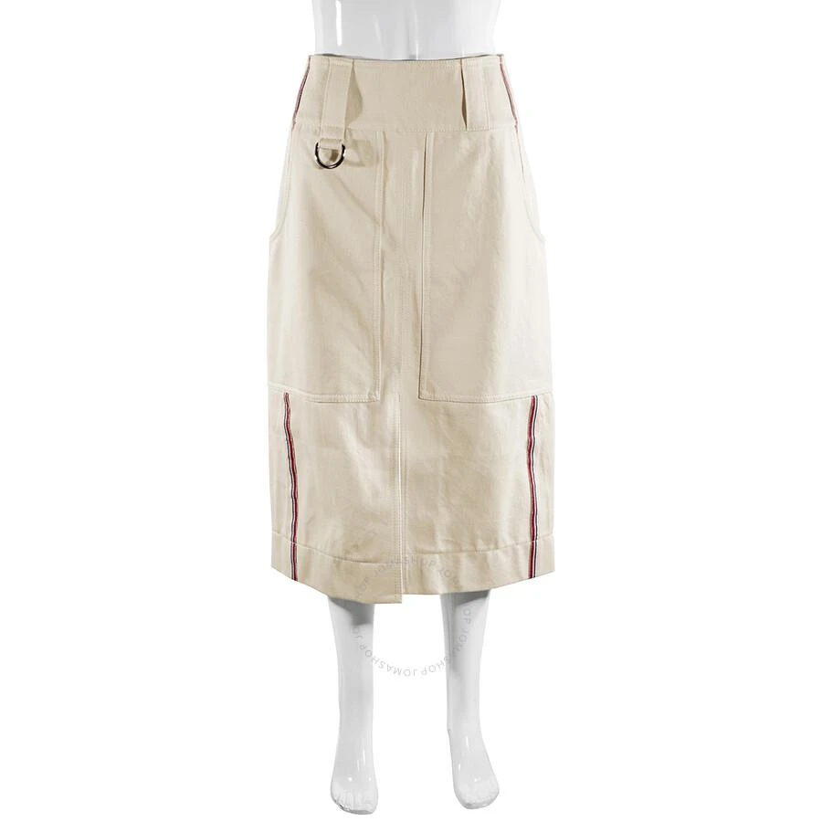 商品Burberry|Burberry Ladies A-line Stripe Detail Cotton Skirt, Brand Size 10 (US Size 8),价格¥2712,第1张图片