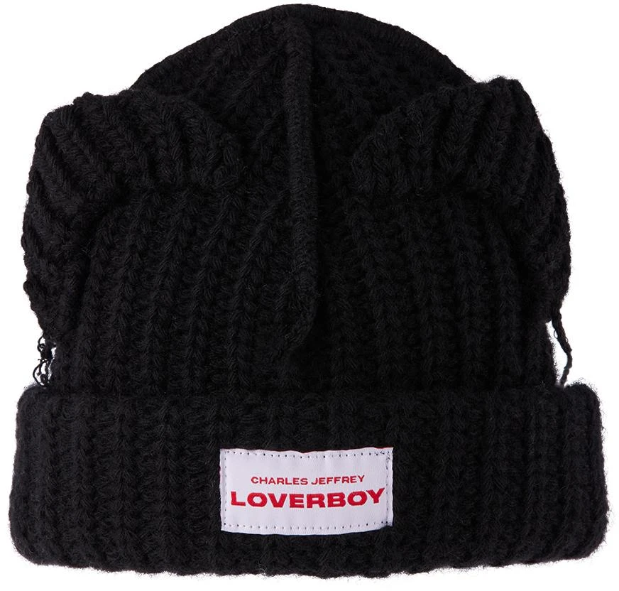 商品Charles Jeffrey Loverboy|SSENSE Exclusive Baby Black Chunky Ears Beanie,价格¥578,第1张图片