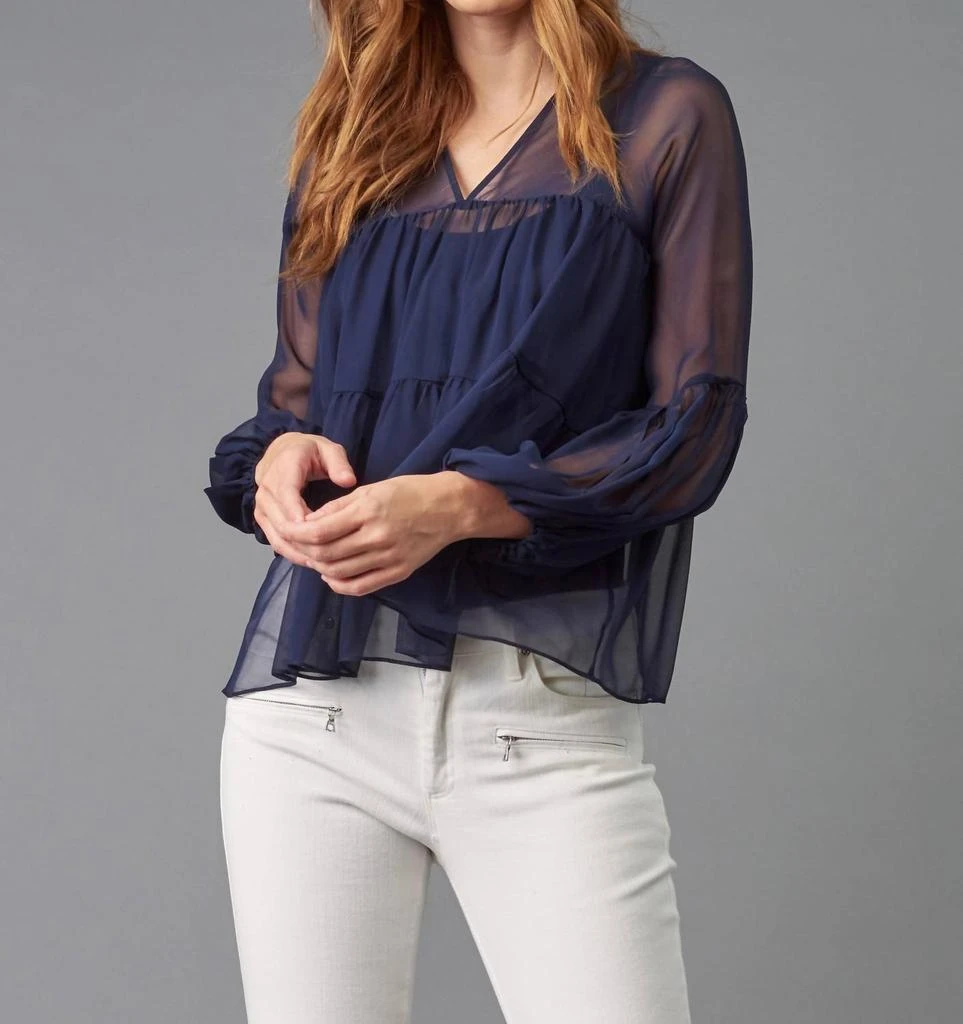 商品Lola & Sophie|Chiffon Sheer Tiered Top in Navy,价格¥894,第4张图片详细描述