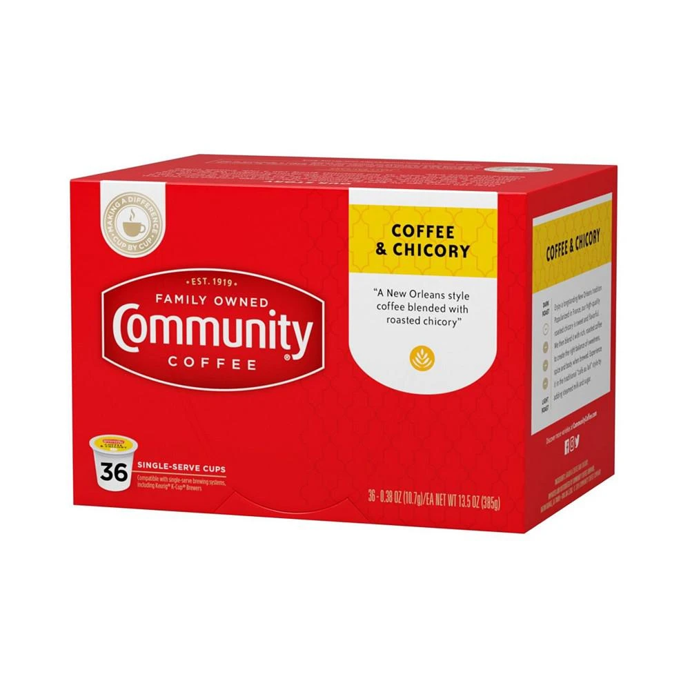 商品Community Coffee|Coffee and Chicory Medium-Dark Roast Single Serve Pods, Keurig K-Cup Brewer Compatible, 144 Ct,价格¥1002,第3张图片详细描述