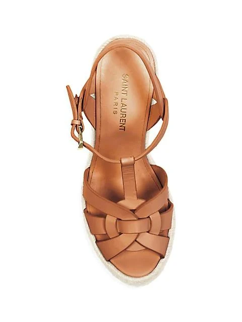 商品Yves Saint Laurent|Tribute Leather Espadrille Wedge Sandals,价格¥5232,第5张图片详细描述