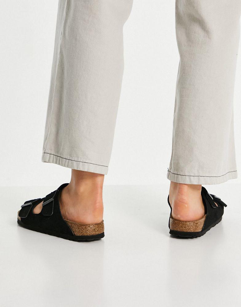 Birkenstock Arizona suede flat sandals in black商品第4张图片规格展示