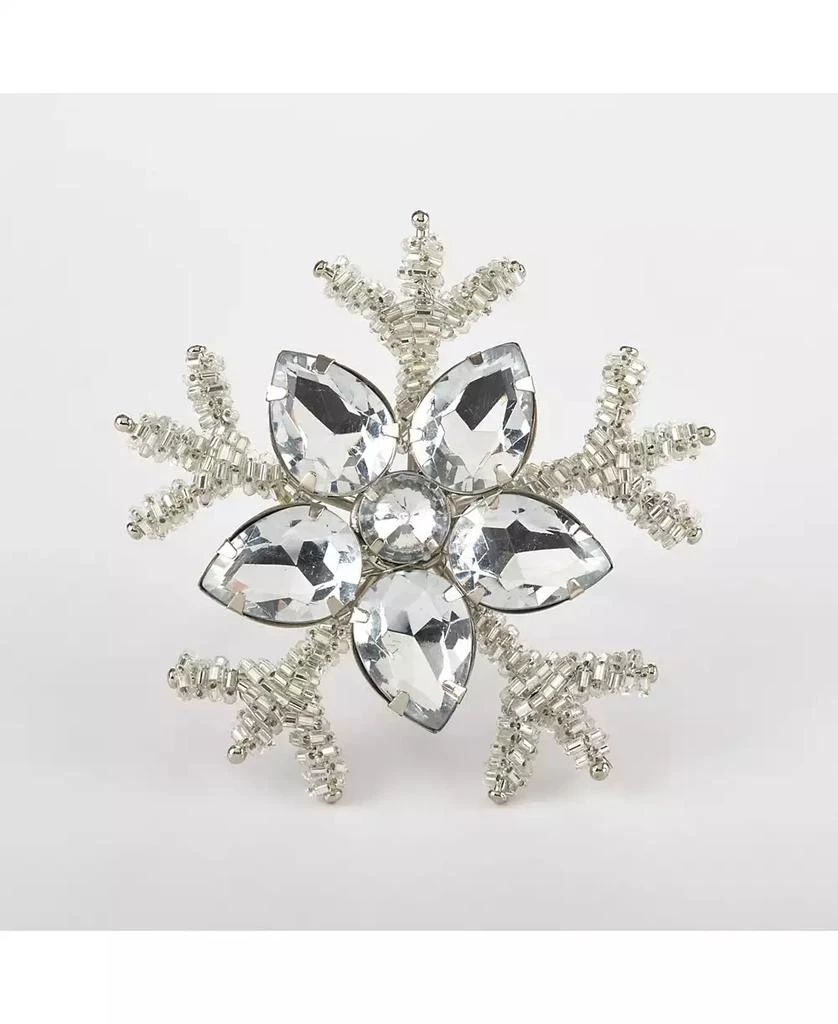 商品Saro Lifestyle|Napkin Ring Collection Snowflake Design Napkin Ring, Set of 4,价格¥268,第1张图片
