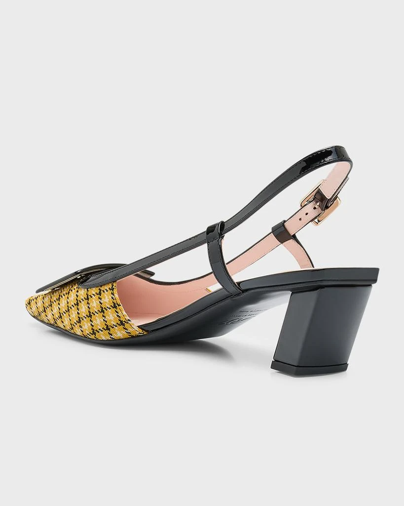 商品Roger Vivier|Check Buckle Block-Heel Slingback Pumps,价格¥7326,第4张图片详细描述