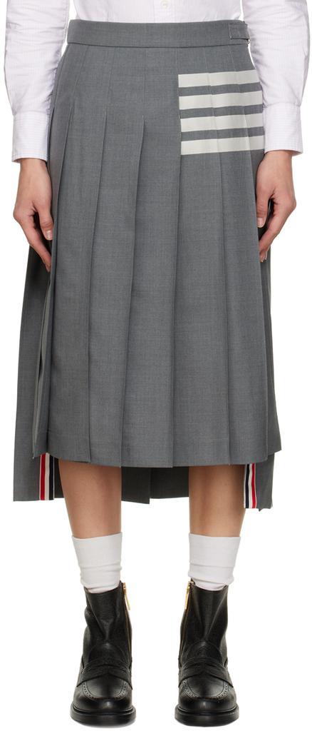 商品Thom Browne|Grey 4-Bar Midi Skirt,价格¥10757,第1张图片