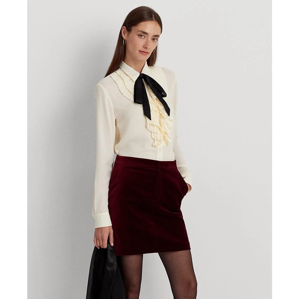 商品Ralph Lauren|Women's Stretch Velvet Pencil Miniskirt,价格¥363,第3张图片详细描述