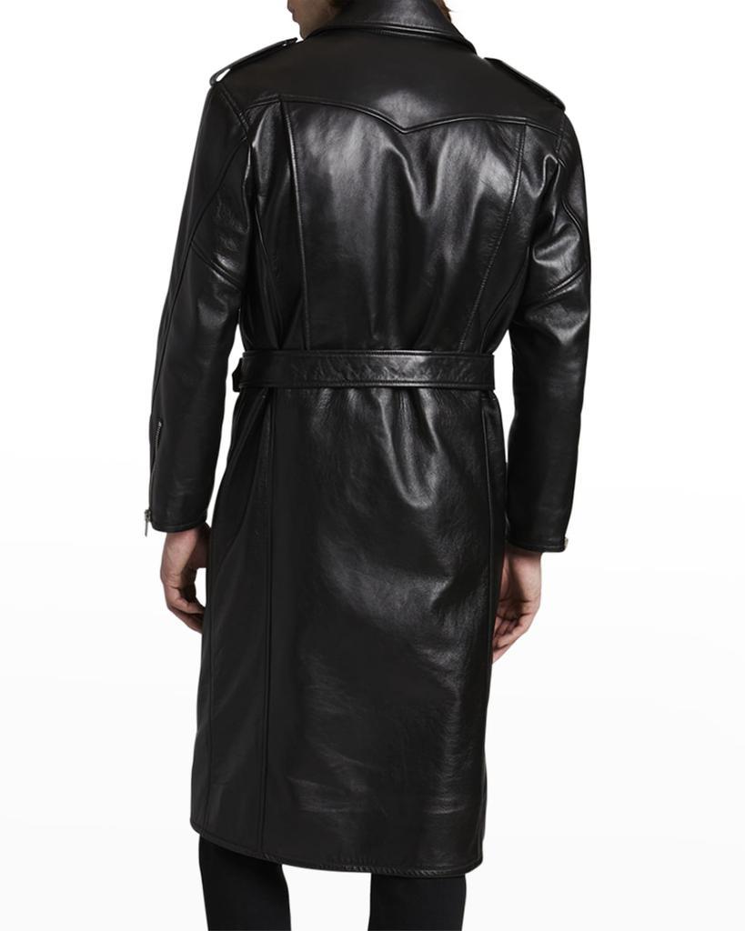 商品Yves Saint Laurent|Men's Leather Moto Trench Coat,价格¥54871,第6张图片详细描述