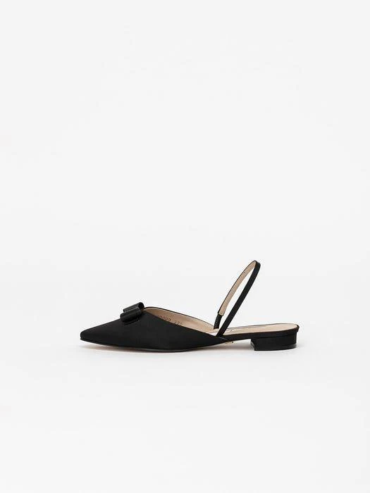 商品CHAUSSURE LAPIN|Remi Ribbon Flat Slingbacks in Black Silk,价格¥1622,第2张图片详细描述