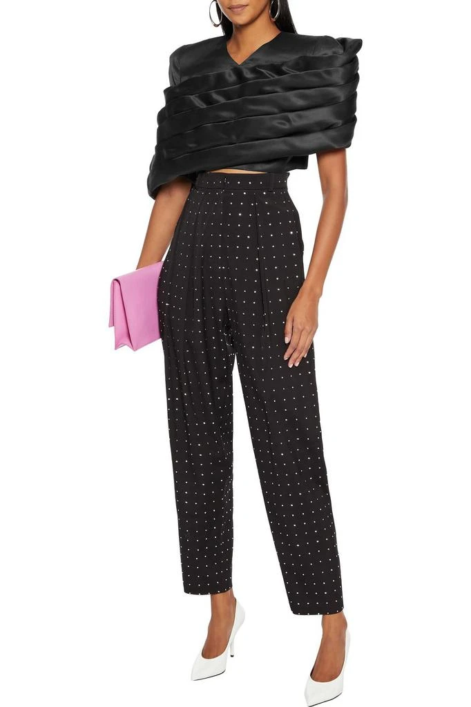商品Balmain|Cropped pleated duchesse silk-satin top,价格¥11853,第2张图片详细描述