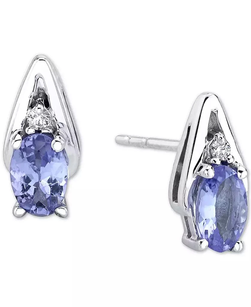 商品Macy's|Tanzanite (5/8 ct. t.w.) & Diamond Accent Stud Earrings in 14k White Gold,价格¥1499,第1张图片