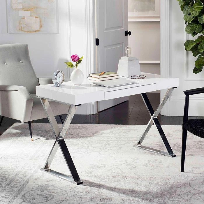 商品Safavieh|Paley 47'' One Drawer Lacquer & Chrome Desk,价格¥3224,第2张图片详细描述