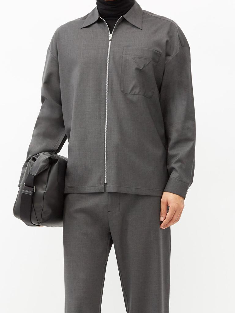 商品Prada|Zip-through wool-twill shirt,价格¥6535,第4张图片详细描述