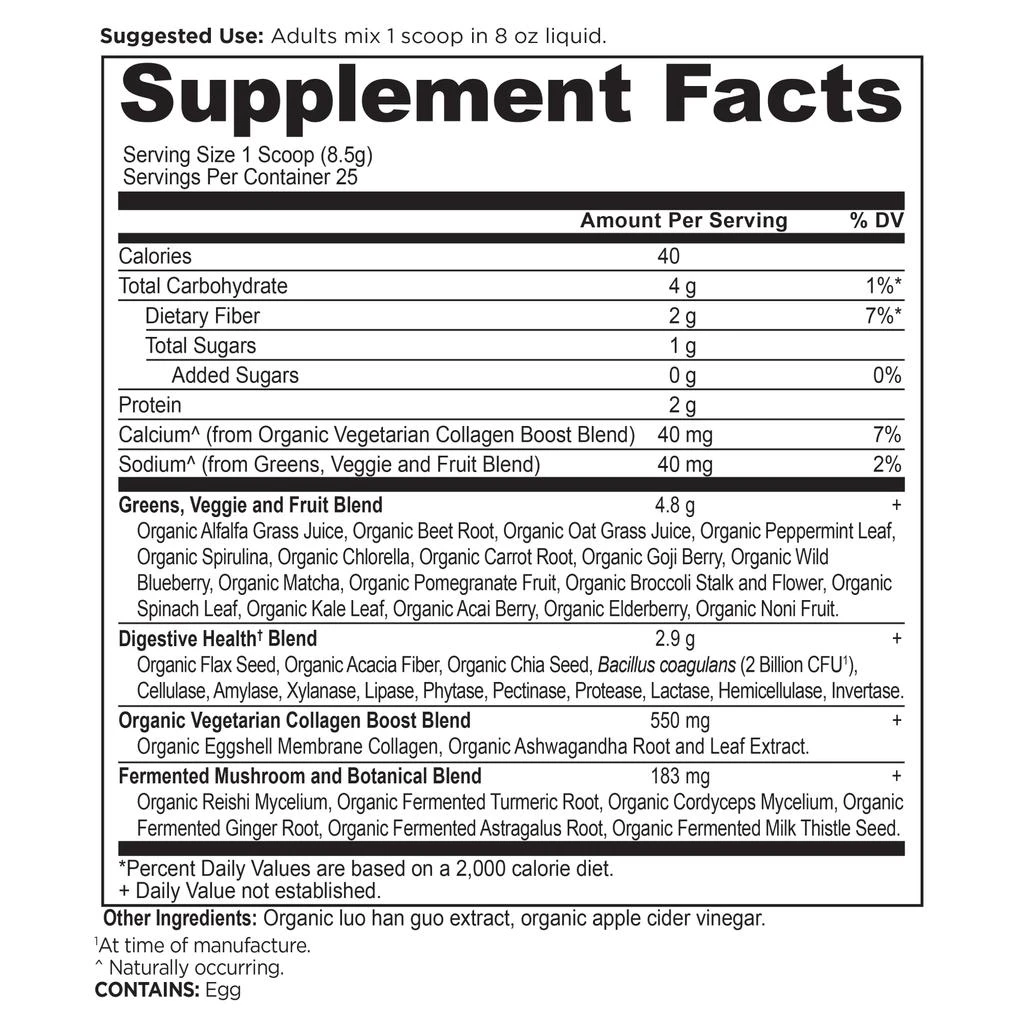 商品Ancient Nutrition|Organic SuperGreens + Collagen | Powder (25 Servings),价格¥455,第2张图片详细描述