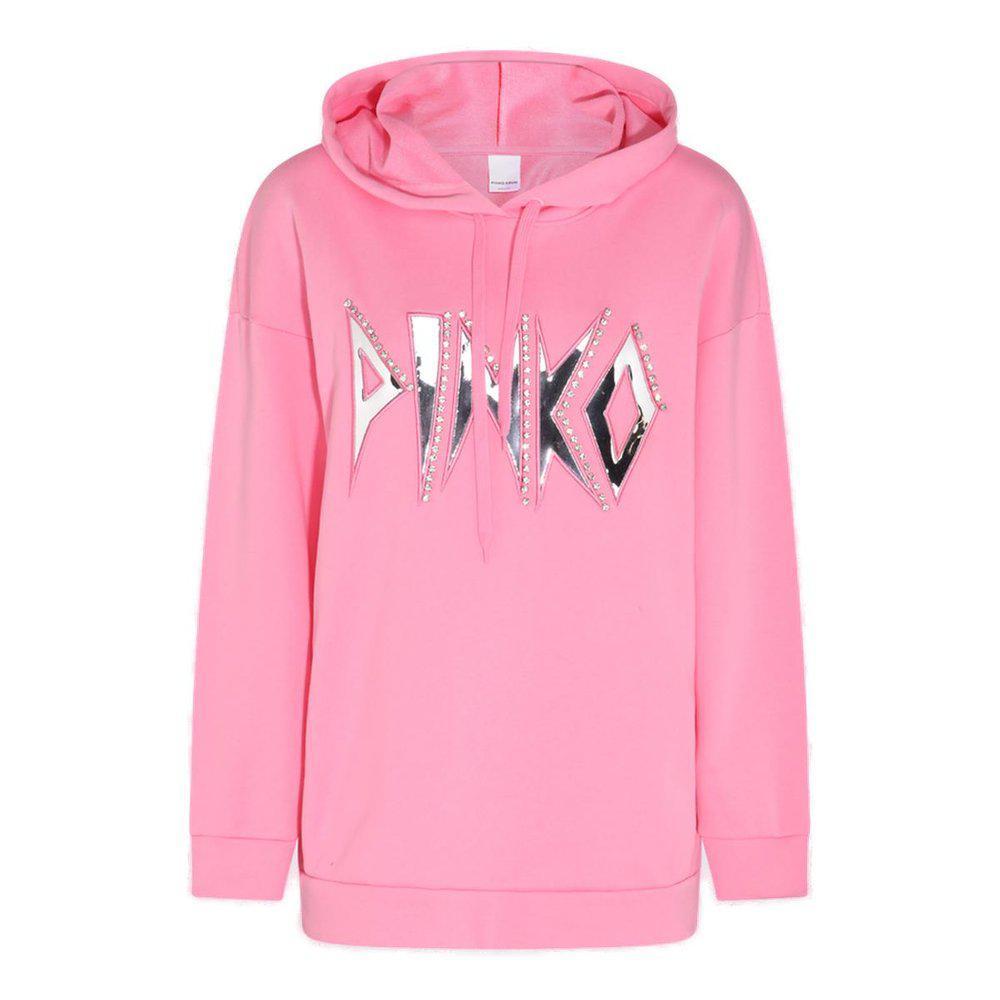 商品PINKO|Pinko Mirrored Logo Drawstring Hoodie,价格¥1817,第1张图片