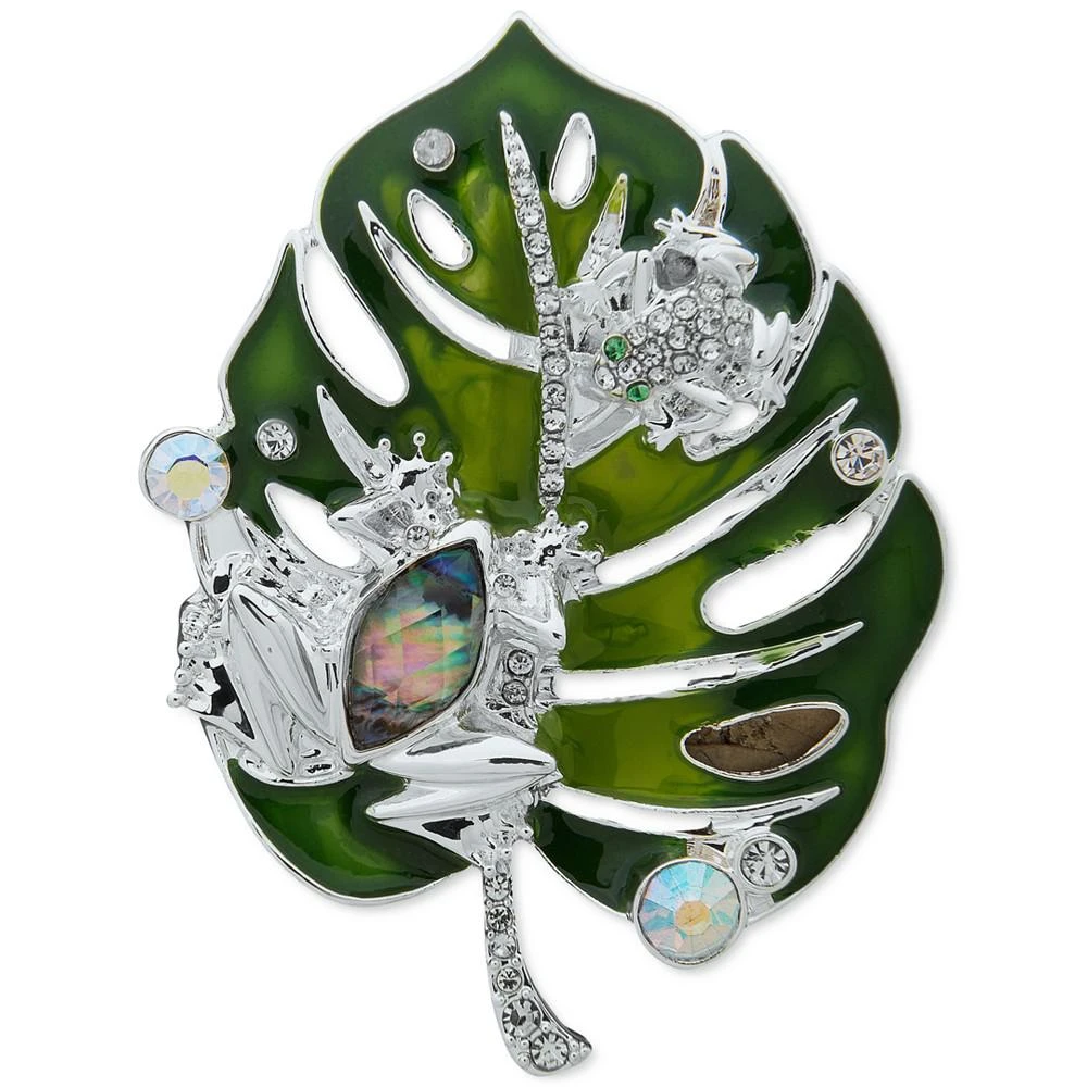 商品Anne Klein|Silver-Tone Boxed Abalone and Green Leaf and Frog Pin,价格¥106,第1张图片