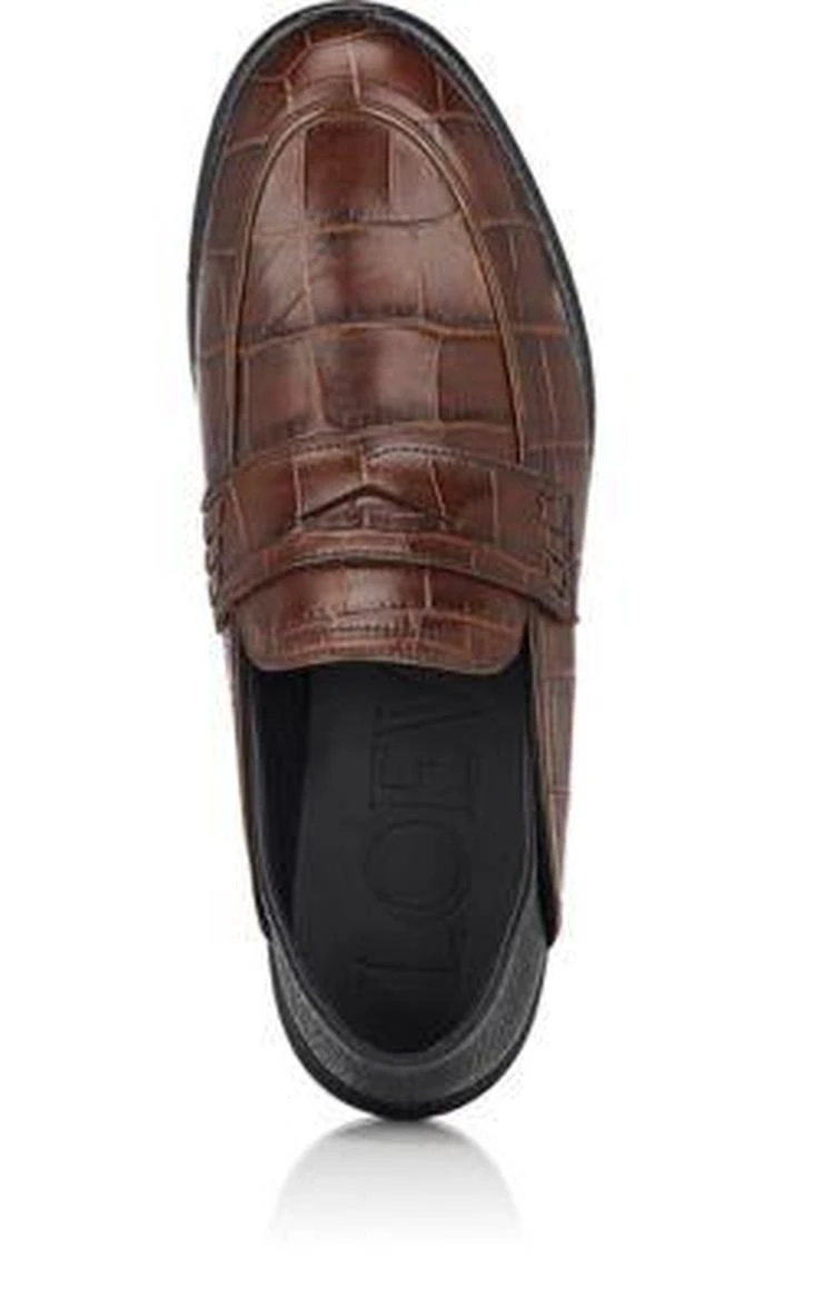 商品Loewe|Crocodile-Stamped Leather Penny Loafers,价格¥5583,第4张图片详细描述