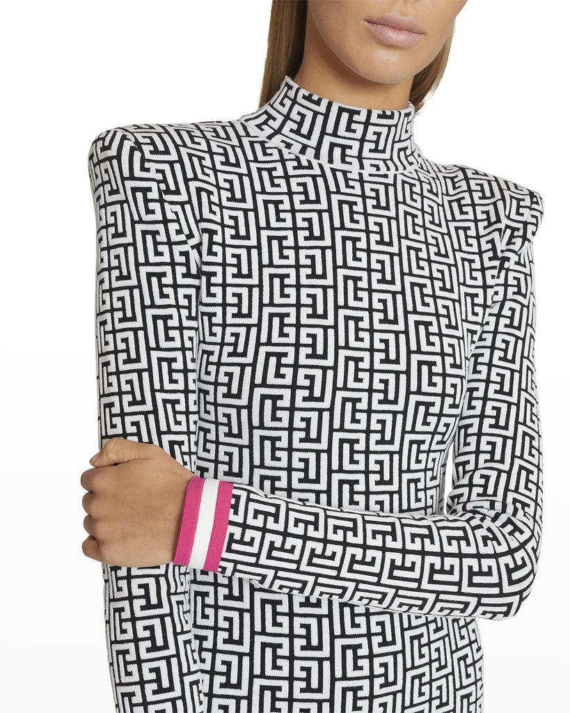 商品Balmain|Monogram Mock-Neck Strong-Shoulder Sweater,价格¥16155,第7张图片详细描述