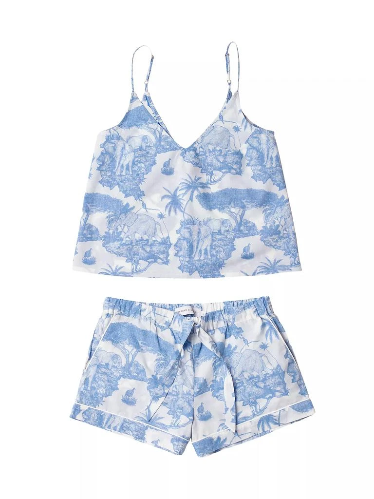 商品Desmond & Dempsey|2-Piece Printed Cotton Pajama Short Set,价格¥1190,第1张图片
