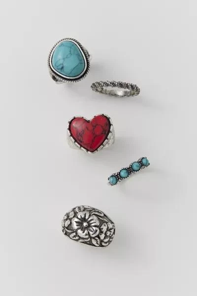 商品Urban Outfitters|Leila Etched Heart Ring Set,价格¥192,第2张图片详细描述