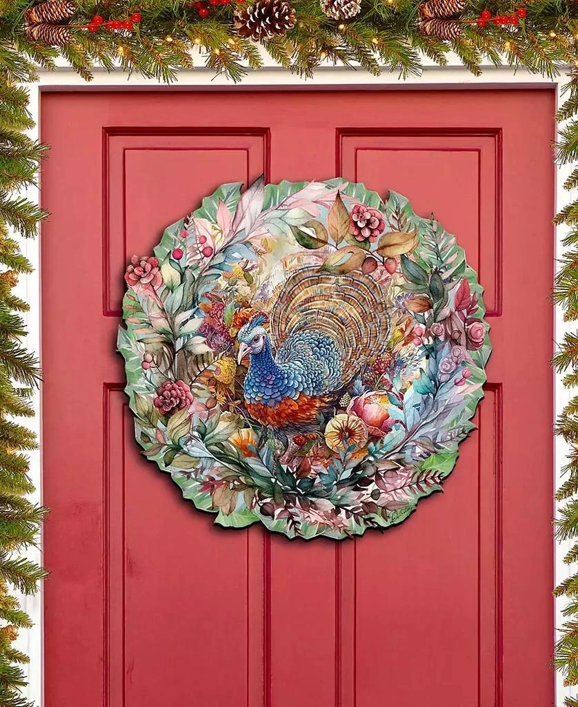 Holiday Wood Door Decor Wall Decor Hanging Decoration Turkey Wreath G. DeBrekht 商品