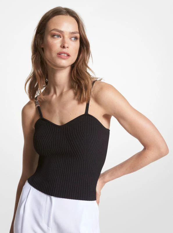 商品Michael Kors|Ribbed Stretch Viscose Cropped Tank Top,价格¥1162,第1张图片