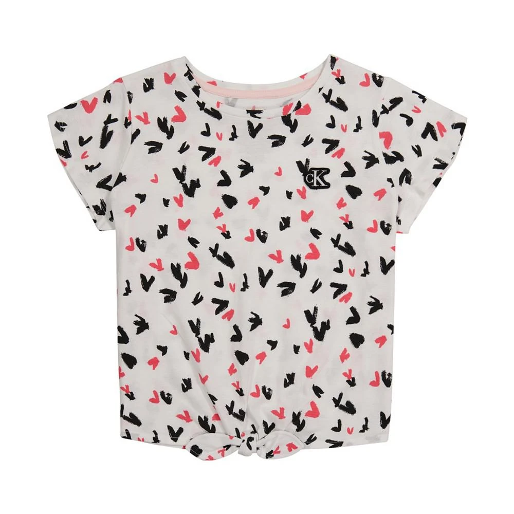 商品Calvin Klein|Big Girls Painted Hearts Twist-Tie Hem T-shirt,价格¥198,第1张图片