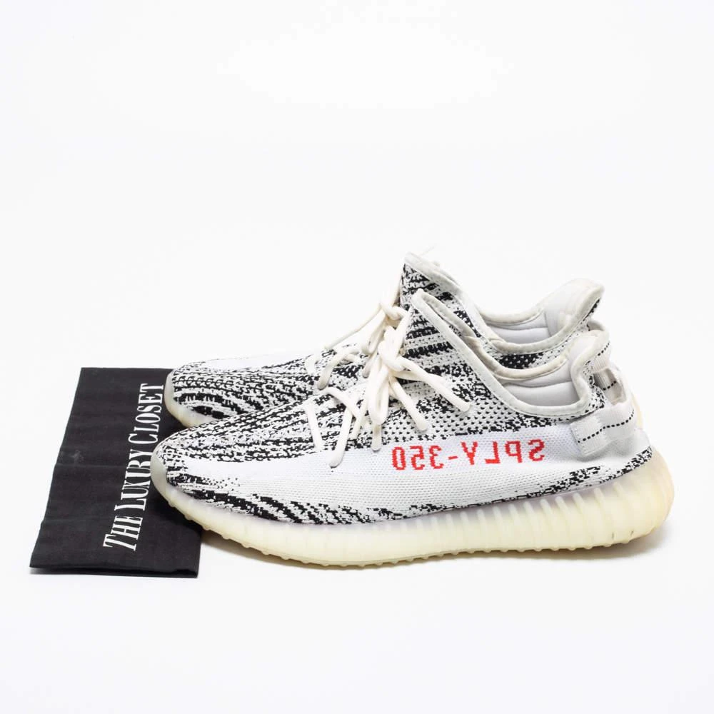   Yeezy x Adidas White/Black Knit Fabric Boost 350 V2 Zebra Sneakers Size 46 商品