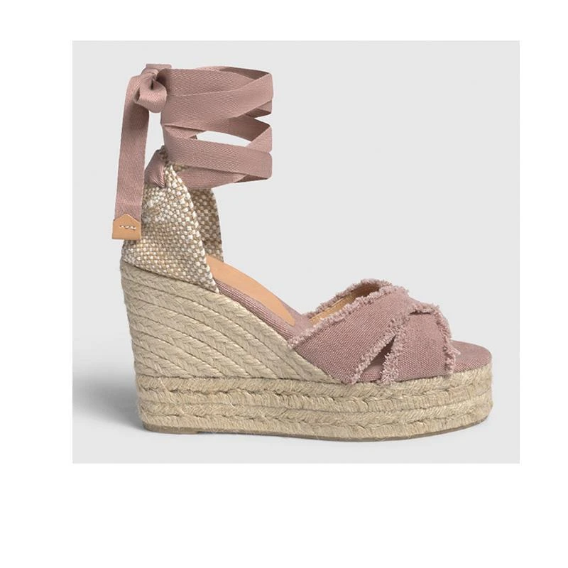 商品Castaner|Castaner Bluma 100 Dusty Pink Canvas Wedge Espadrilles,价格¥616,第1张图片