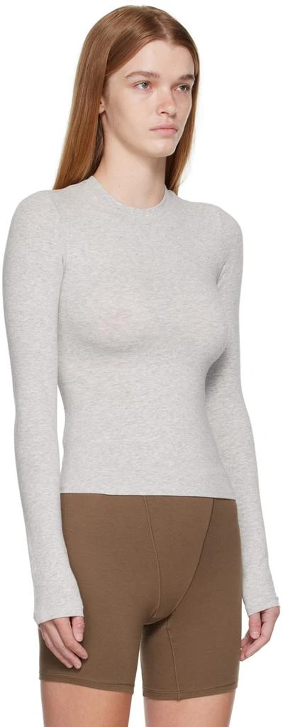 商品SKIMS|Gray Cotton Jersey Longsleeve T-Shirt,价格¥426,第2张图片详细描述
