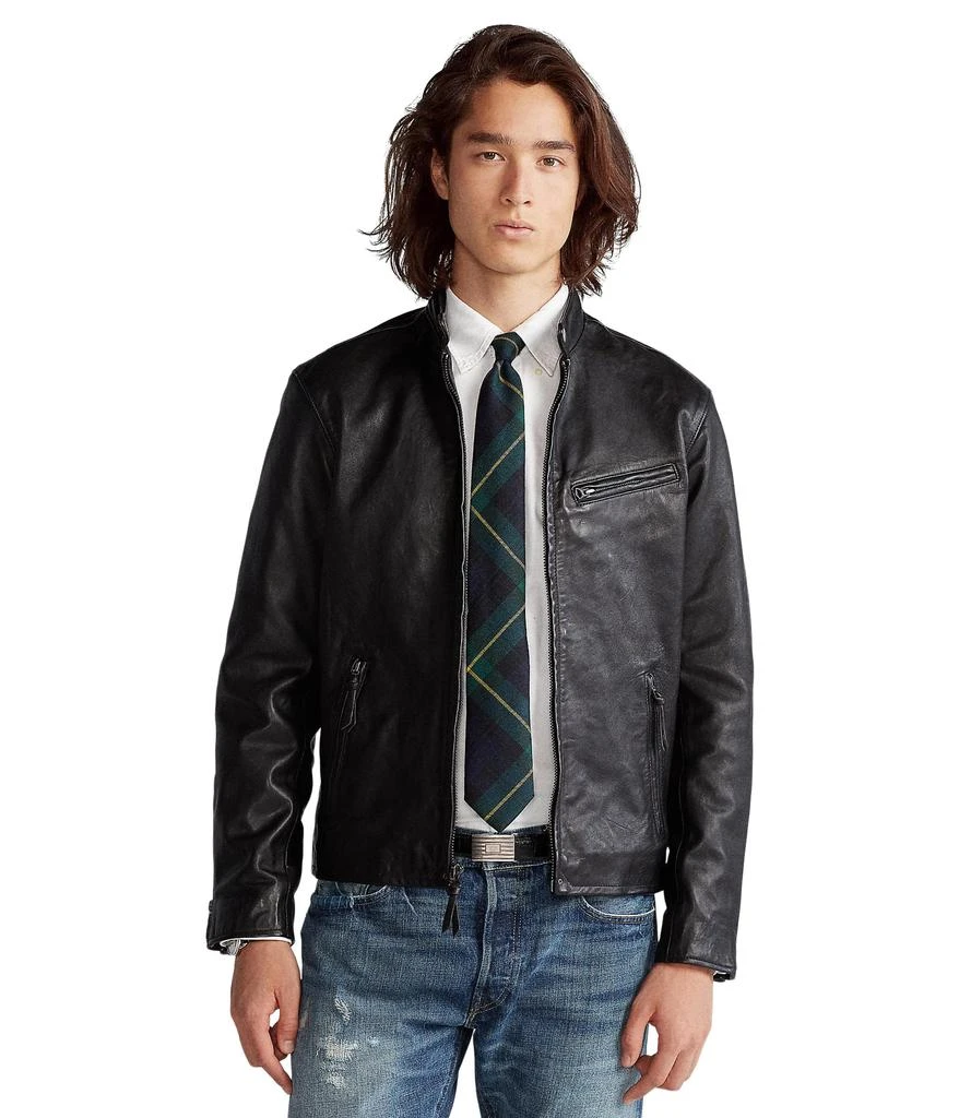 商品Ralph Lauren|Café Racer Leather Jacket,价格¥2534,第1张图片