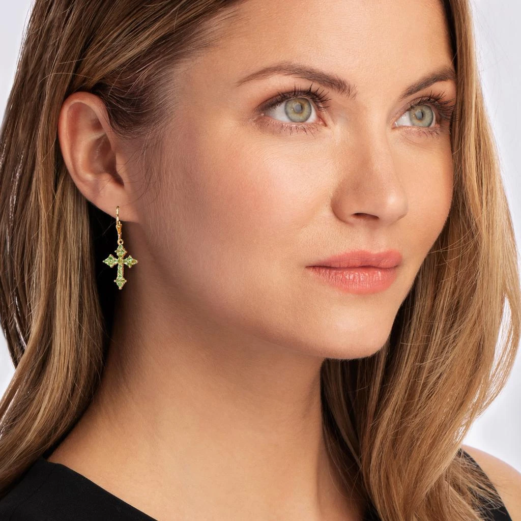 商品Ross-Simons|Ross-Simons Zambian Emerald Cross Drop Earrings in 18kt Gold Over Sterling,价格¥1336,第2张图片详细描述