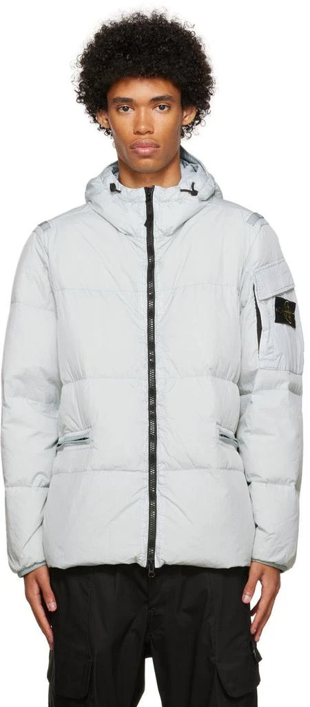 商品Stone Island|Gray Crinkle Rep Down Jacket,价格¥5494,第1张图片