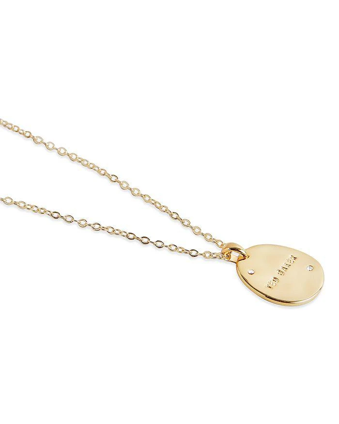 商品Ted Baker London|Pavé Logo Coin Pendant Necklace in Gold Tone, 16.5"-18.5",价格¥247,第3张图片详细描述