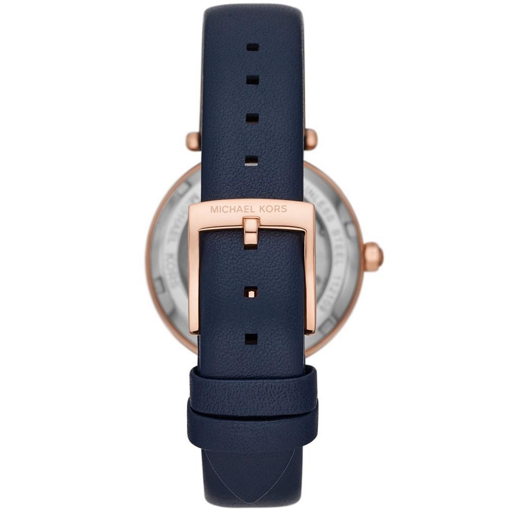 商品Michael Kors|Women's Parker Navy Leather Strap Watch, 33mm,价格¥1965,第4张图片详细描述