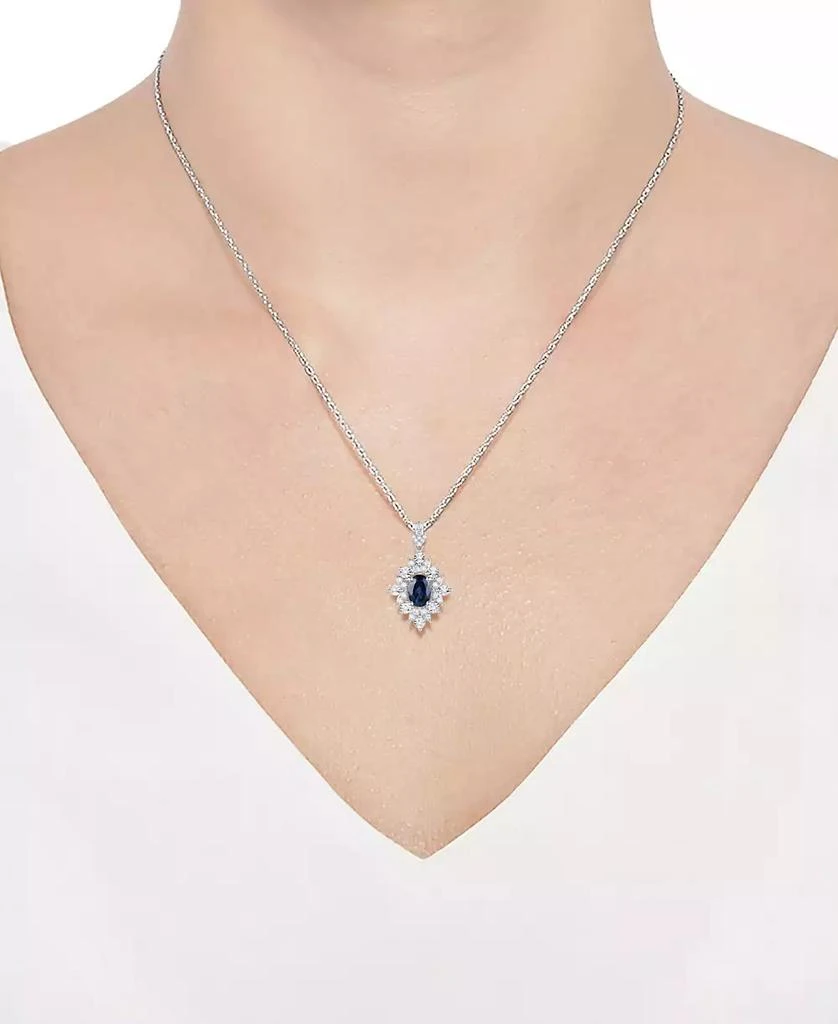 商品Macy's|Sapphire (1 ct. t.w.) and Diamond (1/5 ct. t.w.) Pendant Necklace in 14k White Gold (Also Available in Ruby),价格¥14361,第4张图片详细描述