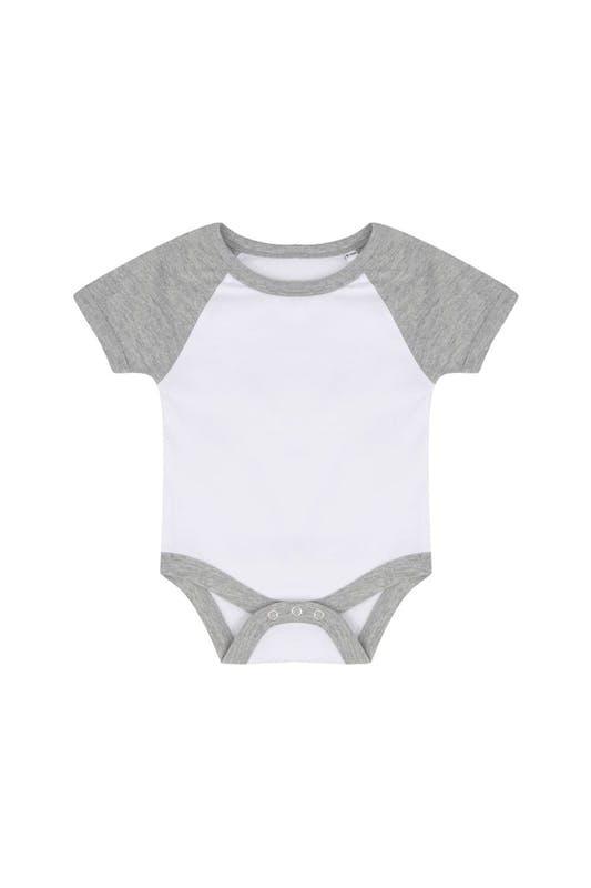 商品Larkwood|Larkwood Baby Boys/Girls Essential Short Sleeve Baseball Bodysuit (White/Heather Gray) White/Heather Gray,价格¥104,第1张图片