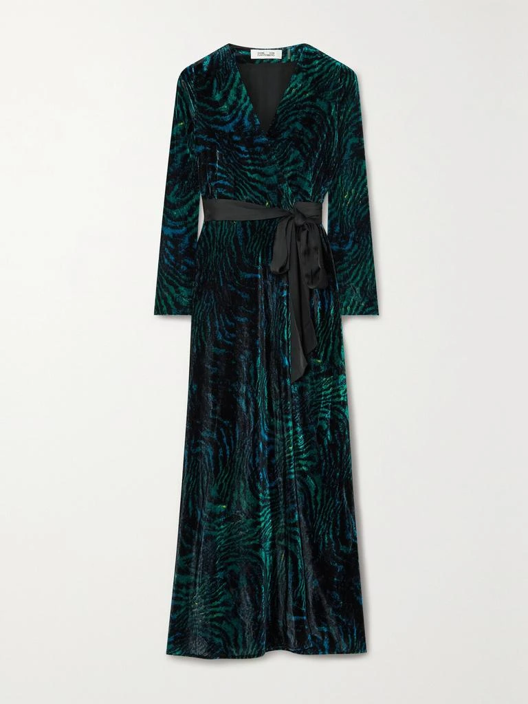 商品Diane von Furstenberg|配腰带虎纹天鹅绒超长连衣裙  - US2,价格¥3962,第1张图片