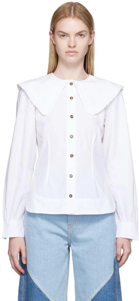 商品Ganni|White Organic Cotton Shirt,价格¥990,第1张图片