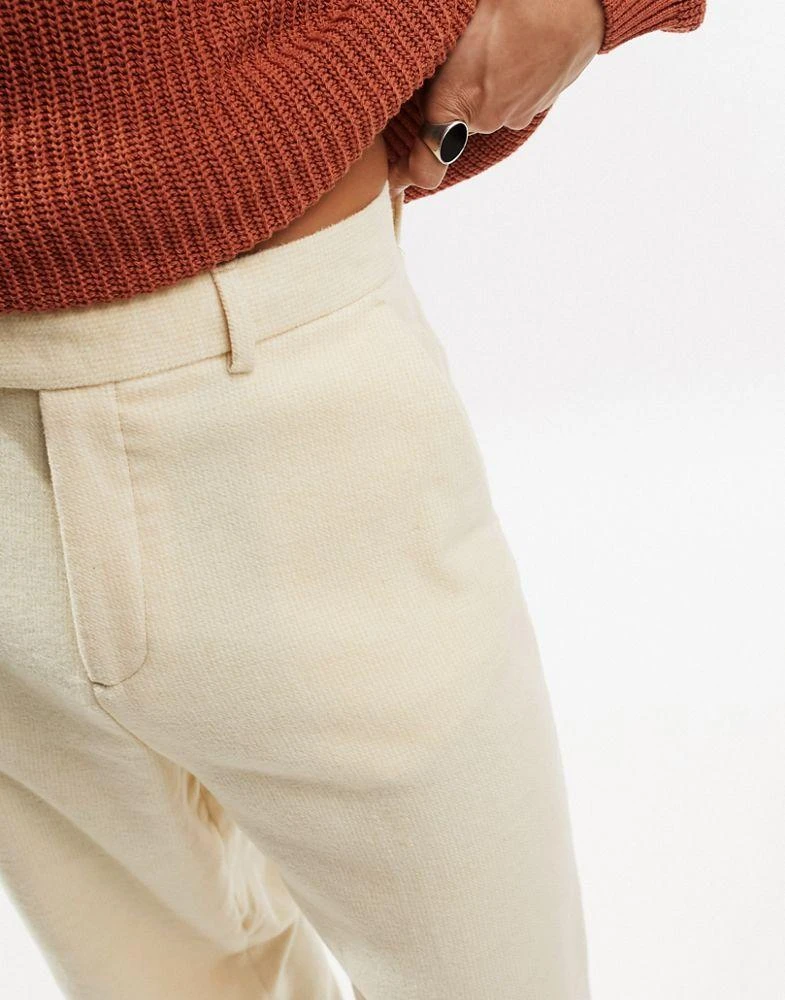 商品ASOS|ASOS DESIGN smart wide wool mix trousers in stone puppytooth,价格¥332,第3张图片详细描述