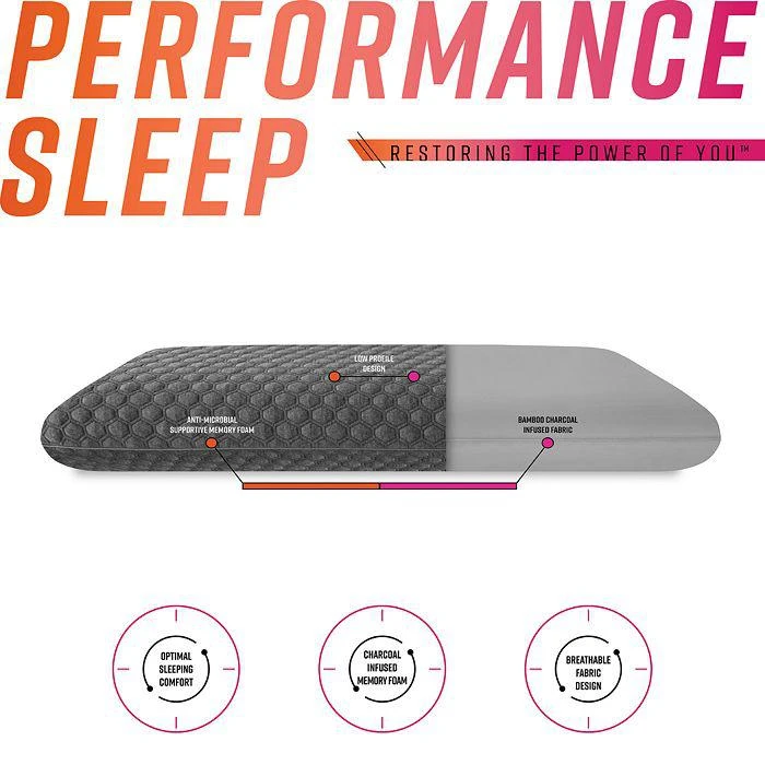 Low Profile Charcoal Infused Memory Foam Bed Pillow 商品