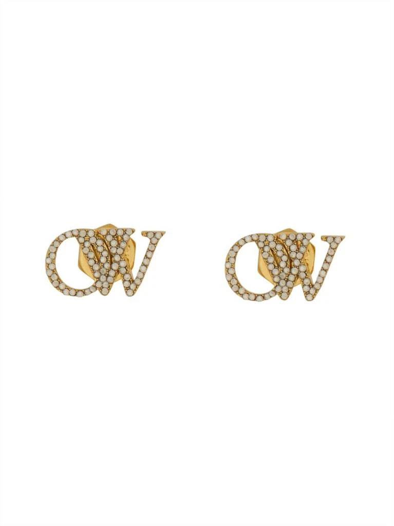 商品Off-White|Distinctive Logo Earrings With Crystal Embellishments,价格¥1716,第1张图片