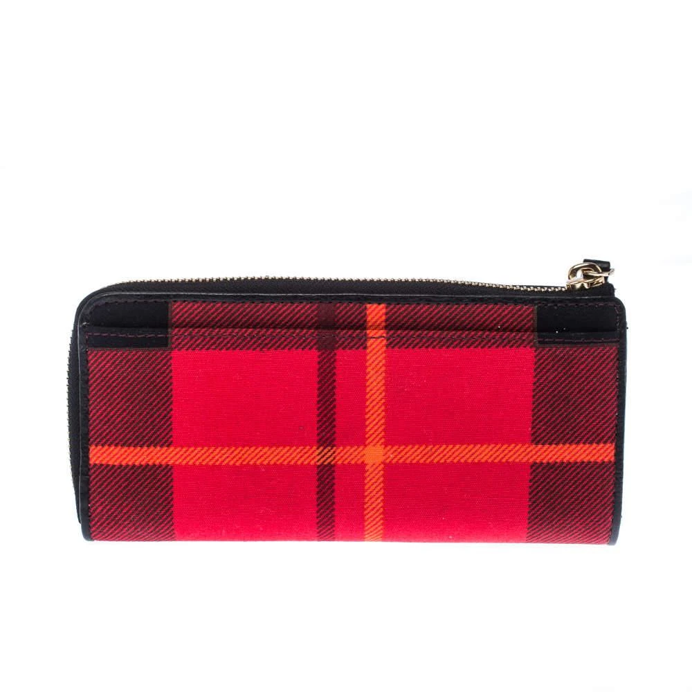 商品[二手商品] Kate Spade|Kate Spade Red/Black Checkered Canvas Julia Street Plaid Nisha Wallet,价格¥758,第4张图片详细描述