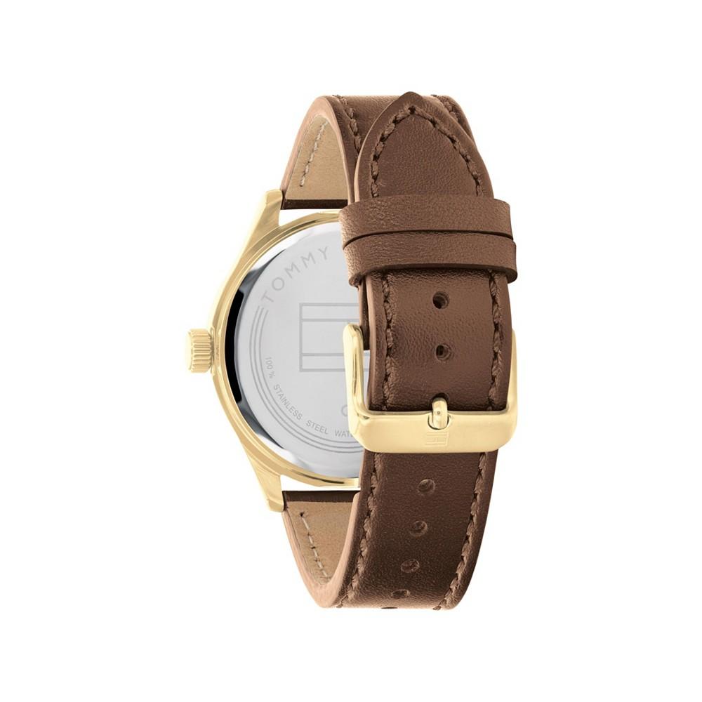 Men's Brown Leather Strap Watch 38mm商品第4张图片规格展示