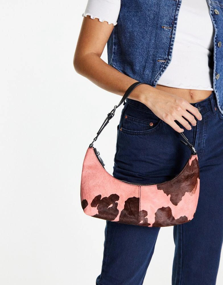商品Topshop|Topshop cow print leather shoulder bag,价格¥214,第4张图片详细描述